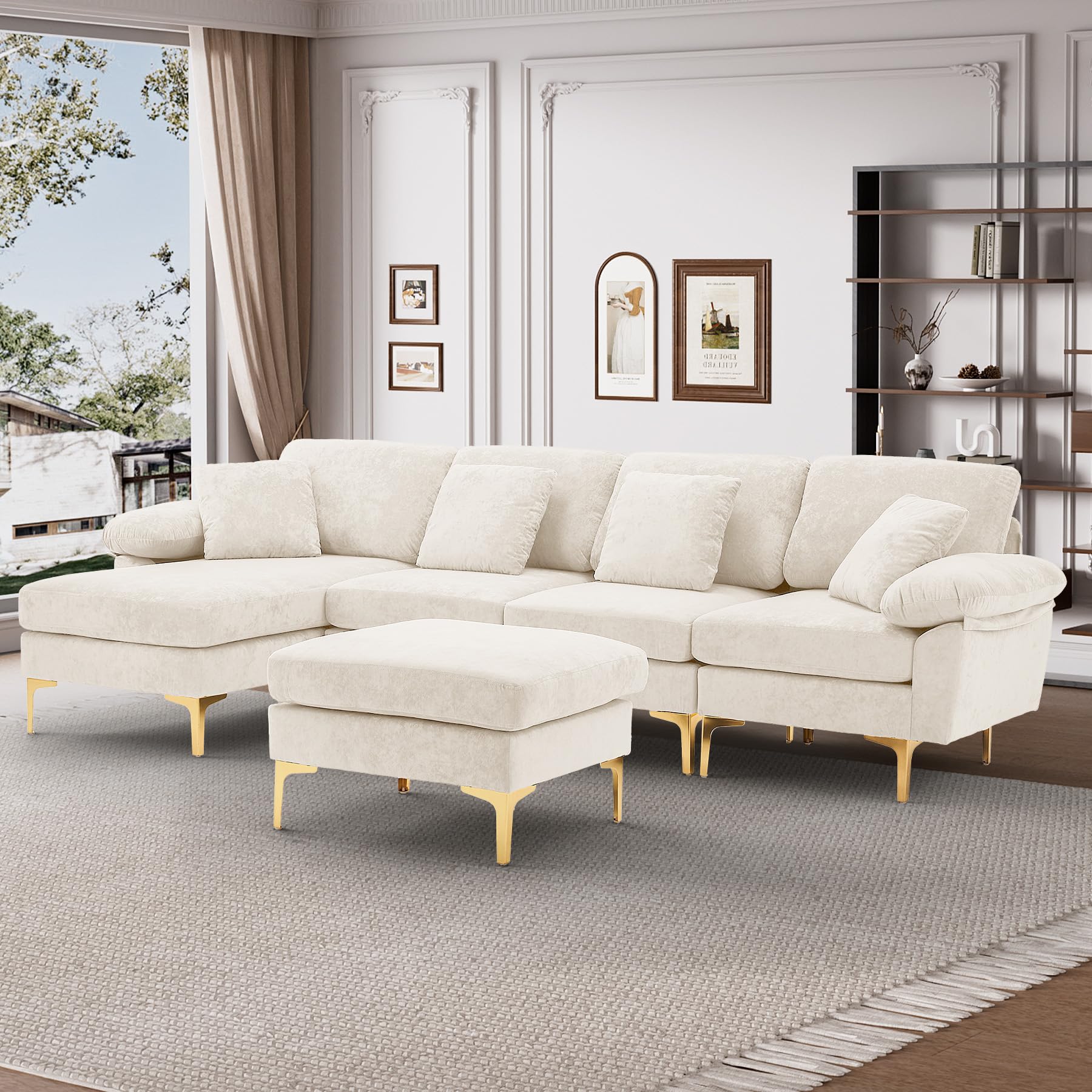 Wrofly U-Shaped Sectional Sofa Couch, 114" Comfy