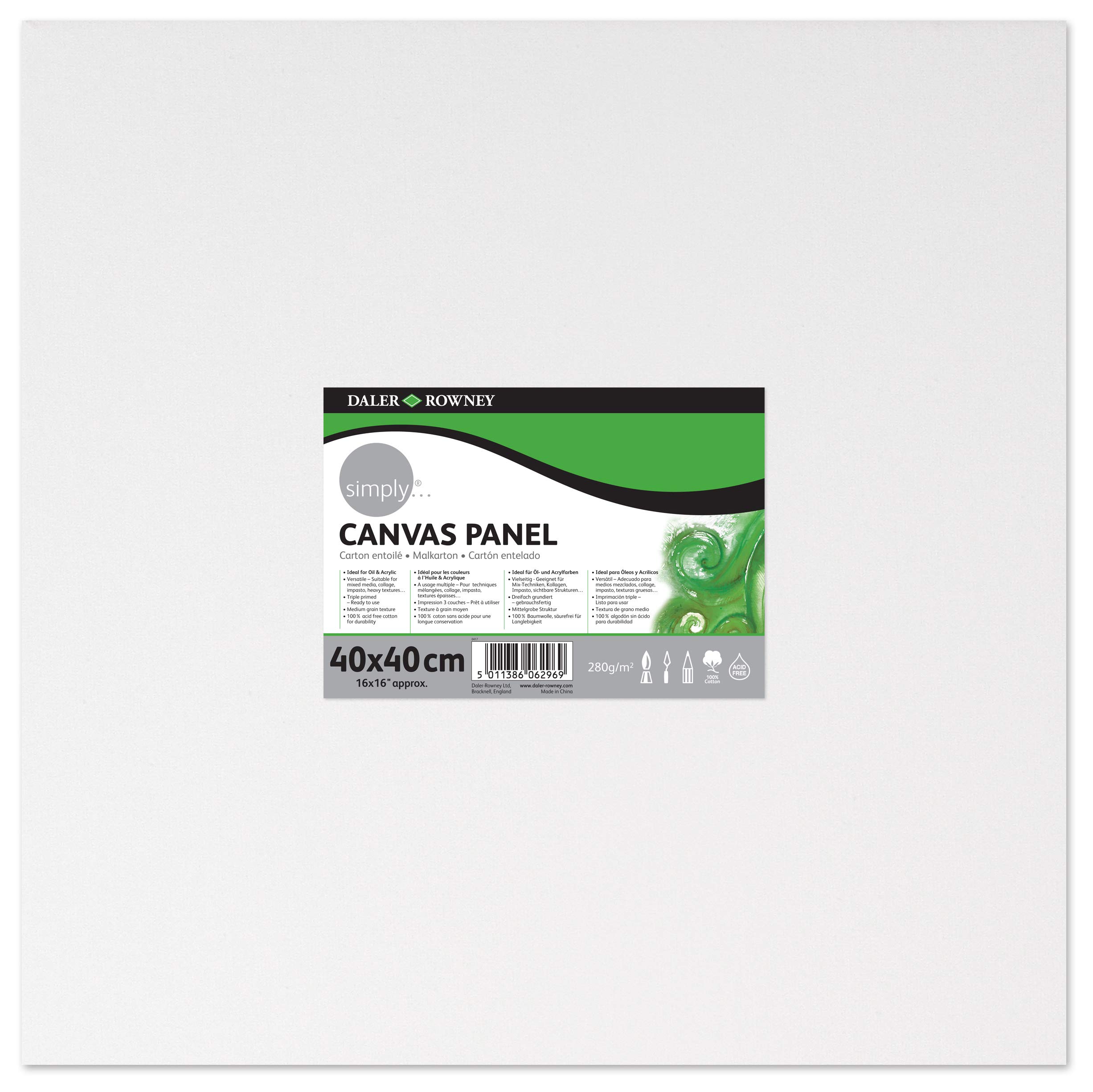 Daler-Rowney Simply 3D Canvas, Medium Grain, 250 gsm, 3D, 37mm Deep, 20 x 24in - 50 x 60 cm, White