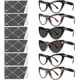 BONCAMOR 6 Pack Fashion Cat Eye Reading Glasses for Women Blue Light Blocking Oversized Spring Hinges Computer Readers