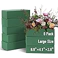 8 Pack Floral Foam Blocks for Fresh and Artificial Flowers, Wet Green Florist Bricks Arrangement Supplies for Crafts Wedding