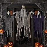 3PCS Scary Hanging Ghosts,Halloween Grim Reaper Skeleton Halloween Decor. | Halloween Decorations for Outdoor and Indoor,Scary Party Decorations for Yard,Haunted House Decor by Kendane
