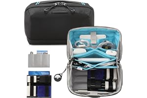 P TRAVEL · DESIGN Electronics Organizer Travel Case, Water Resistant Tech Pouch Cable Organizer Bag for Electronics Accessories, Large Cable Storage Bag Carrying Case for Cable, Cord, Charger, Phone, Travel Friendly
