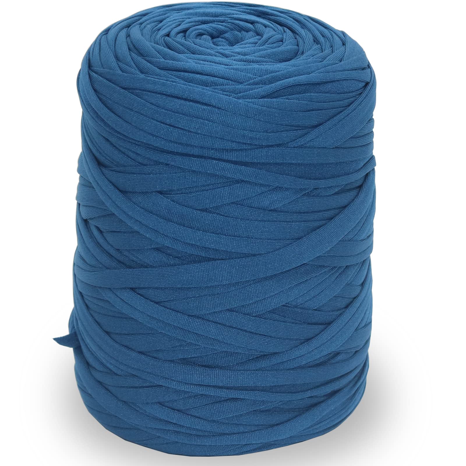 NOTIONSLAND 400g T-Shirt Yarn Knitting Yarn Fabric Crochet Yarn for Bag, Basket, Blanket Home Decor - Denim Blue Color Yarns — image 1