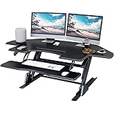 Lubvlook 47 inch Corner Standing Desk Converter, Height Adjustable Sit Stand Desk Riser, Black, GSD06T