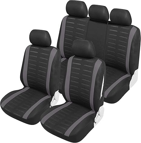 Upgrade4cars Car Seat Cover Set Universal Black And Grey With Side Airbag Openings And Separable Rear Seat Car Accessories Interior B1 Black Grey Amazon De Auto