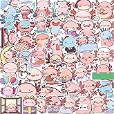 Cute Axolotl Stickers Pack 50PCS Animal Stickers Gifts for Adults, Icicrim Vinyl Waterproof Stickers for Water Bottles Laptop Journaling Luggage Scrapbook