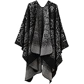 Favorland Women's Fall Winter Blanket Sweater Wrap Poncho Cape Open Front Cardigan Shawls