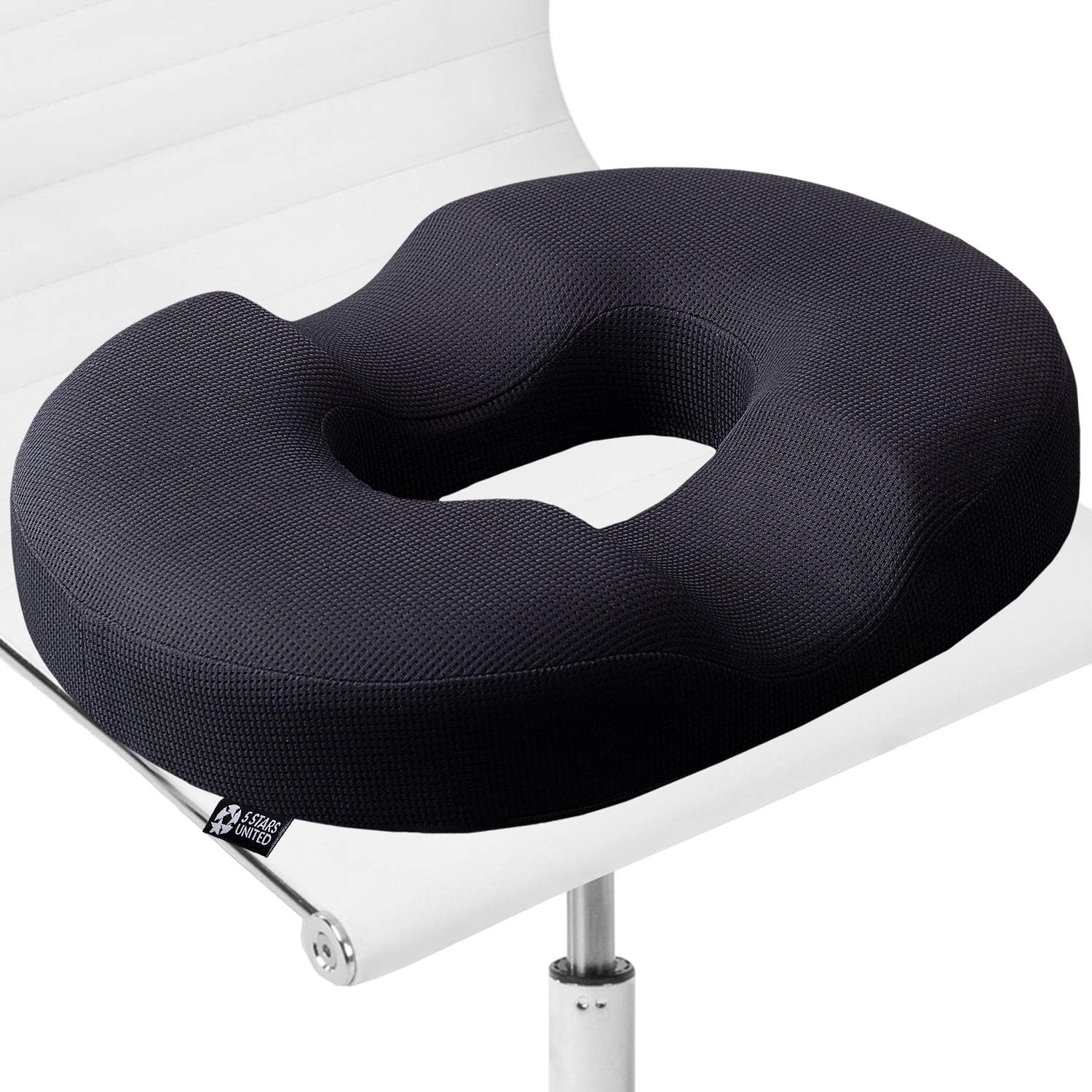 5 STARS UNITED Donut Pillow Hemorrhoid Tailbone Cushion – 100% Memory Foam – Coccyx, Prostate, Sciatica, Bed Sores, Post-Surgery Pain Relief – Orthopedic Firm Seat Pad for Home, Office, Car: Kitchen & Dining