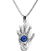 Dragon Claw Necklace for Men, Vintage Dragon Claw Evil Eye Pendant Necklace with 25.6” Chain, Gothic Demon Skull Hand Necklace, Hip Hop Necklace, Punk Dragon Eye Jewelry for Men