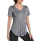 Alovien Short Sleeve Workout Shirts Women Loose Fit, V-Neck Women Exercise T-Shirt Workout Top, Dry Fit Yoga Gym Sport Tops