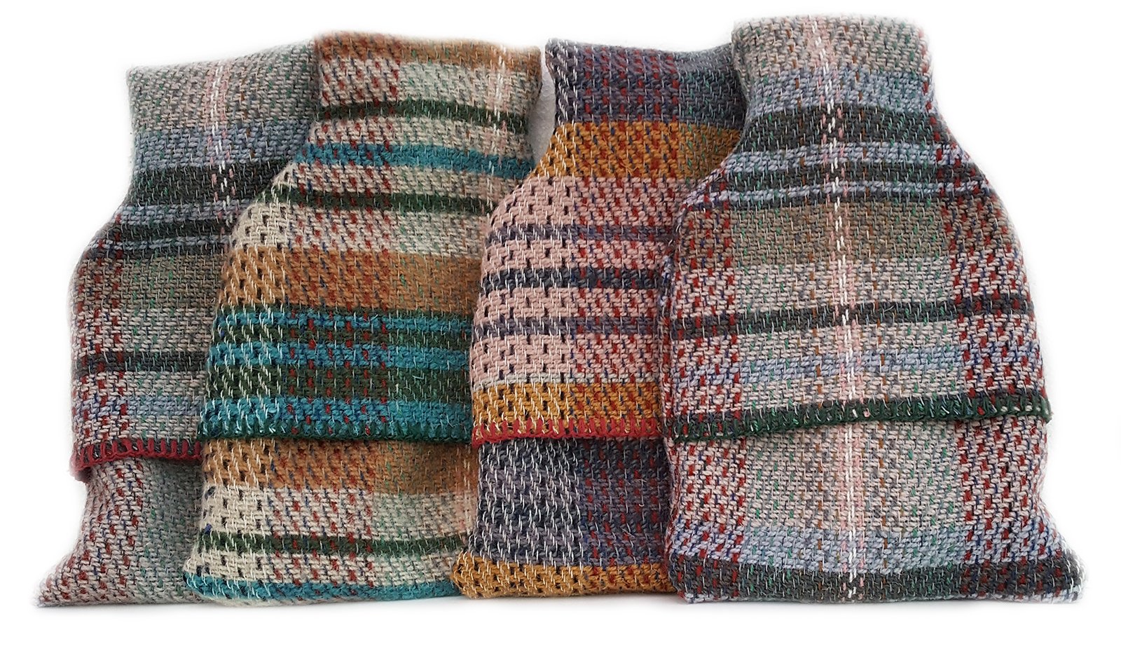 Tweedmill Textiles Hot Water Bottle with 100% Recycled Wool Random Check Cover British Made