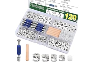 Tanbupu 120PCS Cam Locks for Furniture,3-in-1 Eccentric Hardware Wheels, Cam Lock Nuts and Cam Screws, Furniture Cam Lock Fasteners for Drawer Dresser Cabinet