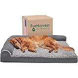 Furhaven Orthopedic CertiPUR-US Certified Foam Pet Beds for Small, Medium, and Large Dogs and Cats - Two-Tone L Chaise, South