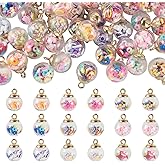 Spritewelry Colorful Glass Ball Charms Crystal Glass Ball Charms Sequins Pendant for Women Bracelets Jewelry Making