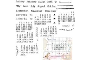 CRASPIRE Calendar Clear Stamps Week Month Words Number Reusable Retro Transparent Silicone Stamp Seals for Scrapbooking Photo