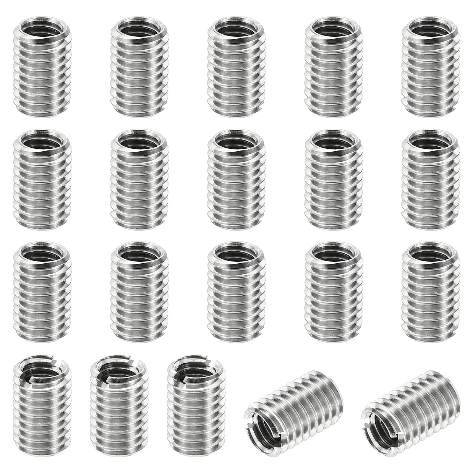 PATIKIL Thread Adapters Sleeve Reducing Nut, 20 Pcs M8x1.25 Male to M6x1 Female Repairing Insert Nut Screw Reducer Stainless Steel Fastener 12mm — image 1