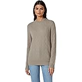 Women’s 100% Pure Cashmere Cableknit Sweater – Grade A Mongolian Cashmere Pullover, Soft Warm Luxury Crew Neck Knit