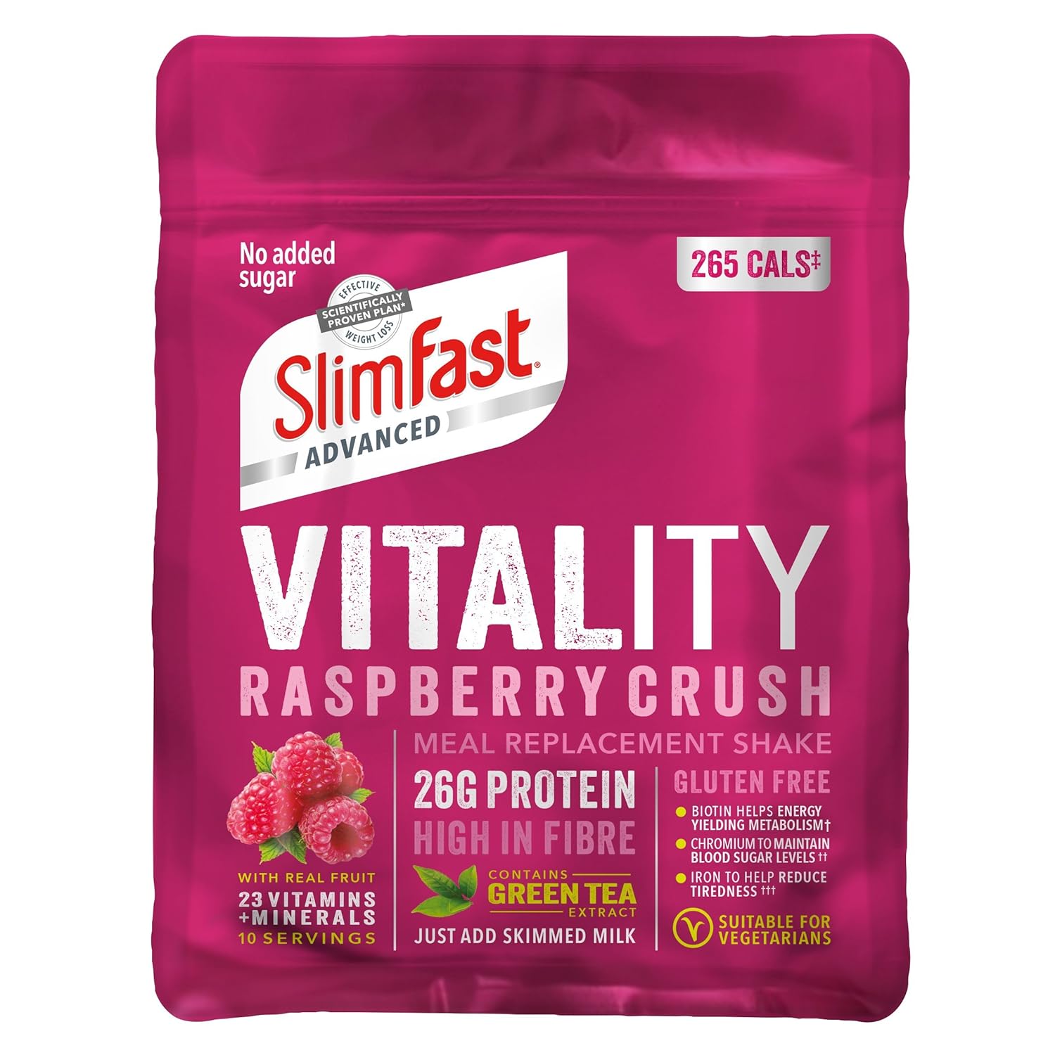 SlimFast Vitality High Protein Meal Replacement Powder Shake, Raspberry