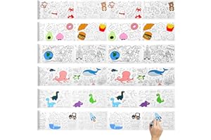 SOUJOY 6 Pack Coloring Paper Roll for Kids, 118" x 11.8" Children’s Drawing Paper Roll, Sticky DIY Wall Painting Drawing Paper Rolls for Christmas Gift