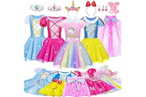 TLOOE Princess Dress Up for Girl - Dress up Clothes for Toddler Girl, Princess Toys Christmas Birthday Gifts for 3 4 5 6 7 Little Girls