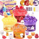 Basket Goodie Bag Stuffers for Kids- 4 Pack Halloween Slime Kit for Boys | Mini Halloween Birthday Party Favor Supplies for Toddlers, Classroom Prize Spooky Trick or Treat Basket Bucket