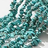 CYEENUT 5-8mm Irregular Chip Stone Beads 440pcs Turquoise Bead Blue Natural Stone Gemstone Beads for DIY Crafts Bracelet Necklace Earrings Jewelry Making (Blue)