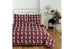 Ferdilan Kids Quilt Set Queen/Full Size, 3 Pieces Red Alpaca Pine Tree Bedding Coverlet Set Reversible Lightweight Bedspread Set (Includes 1 Quilt, 2 Shams)