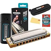 Hohner Harmonica 532 Blues Harp MS - Key of A Bundle with Case, Pouch, Harmonica Beginner Online Manual, and Austin Bazaar Polishing Cloth