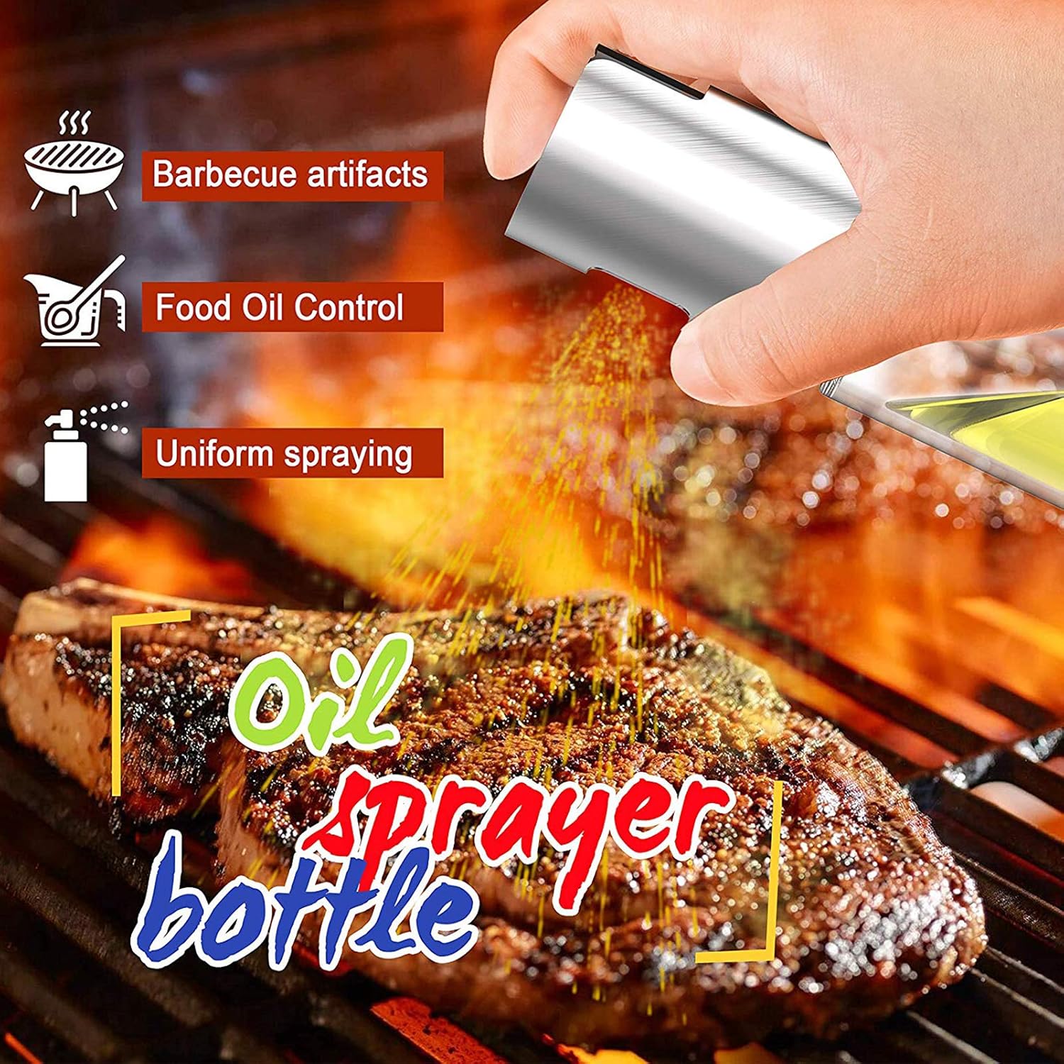 Oil Sprayer for Cooking, 2 Pack Olive Oil Sprayer Mister for Air Fryer, Glass Spray Oil Bottle Dispenser Kitchen Spritzer for BBQ Salad Baking Roasting Grilling: Kitchen & Dining