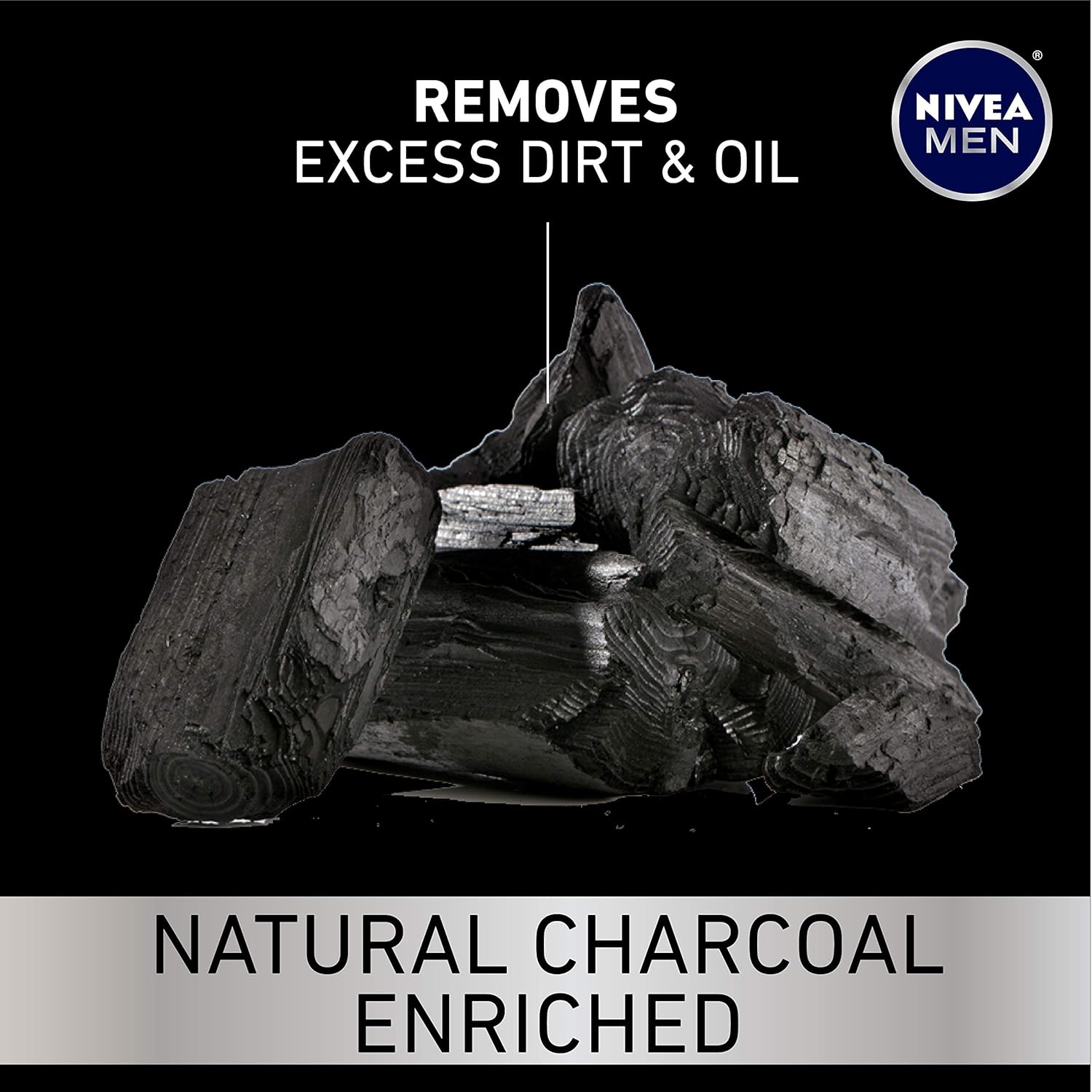 NIVEA Men DEEP Cleansing Beard & Face Wash - With Natural Charcoal to Deeply Clean - 3.3 fl. oz. Tube (Pack of 3): Beauty