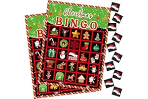 Skylety Christmas Bingo Game Cards for Adults 24 Players Holiday Christmas Games Sets for Large Groups Family Party School Classroom Xmas Activities