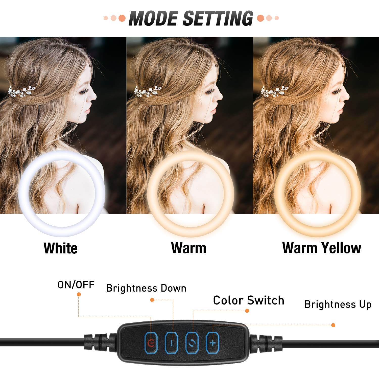 Yesker 10'' Ring Light with 51” Tripod Flexible Stand LED Selfie RingLight 10 Brightness with Camera Remote Shutter Phone Holder for TikTok YouTube Video Live Stream Makeup…