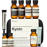 Aesop Kyoto Travel Kit, Essentials for Body, Skin and Hair, Nine Pieces | Travel kit with Shampoo, Conditioner, Geranium Leaf Body Cleanser and Balm, face care formulations, Mouthwash and Toothpaste.