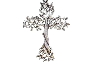 Old River Outdoors Tree of Life Wall Cross 11 1/2" - Decorative Spiritual Art Sculpture Antique Silver Finish