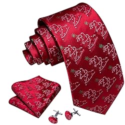 Barry.Wang Christmas Tie for Men with Tie Clip Xmas