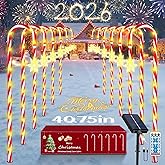 HELESIN Solar Candy Cane Pathway Lights Outdoor 40.75in 110 LED Higher Christmas Candy Cane Lights, 8 Modes Timer Remote, Solar & USB Charging Christmas Waterproof for Patio Garden Pathway
