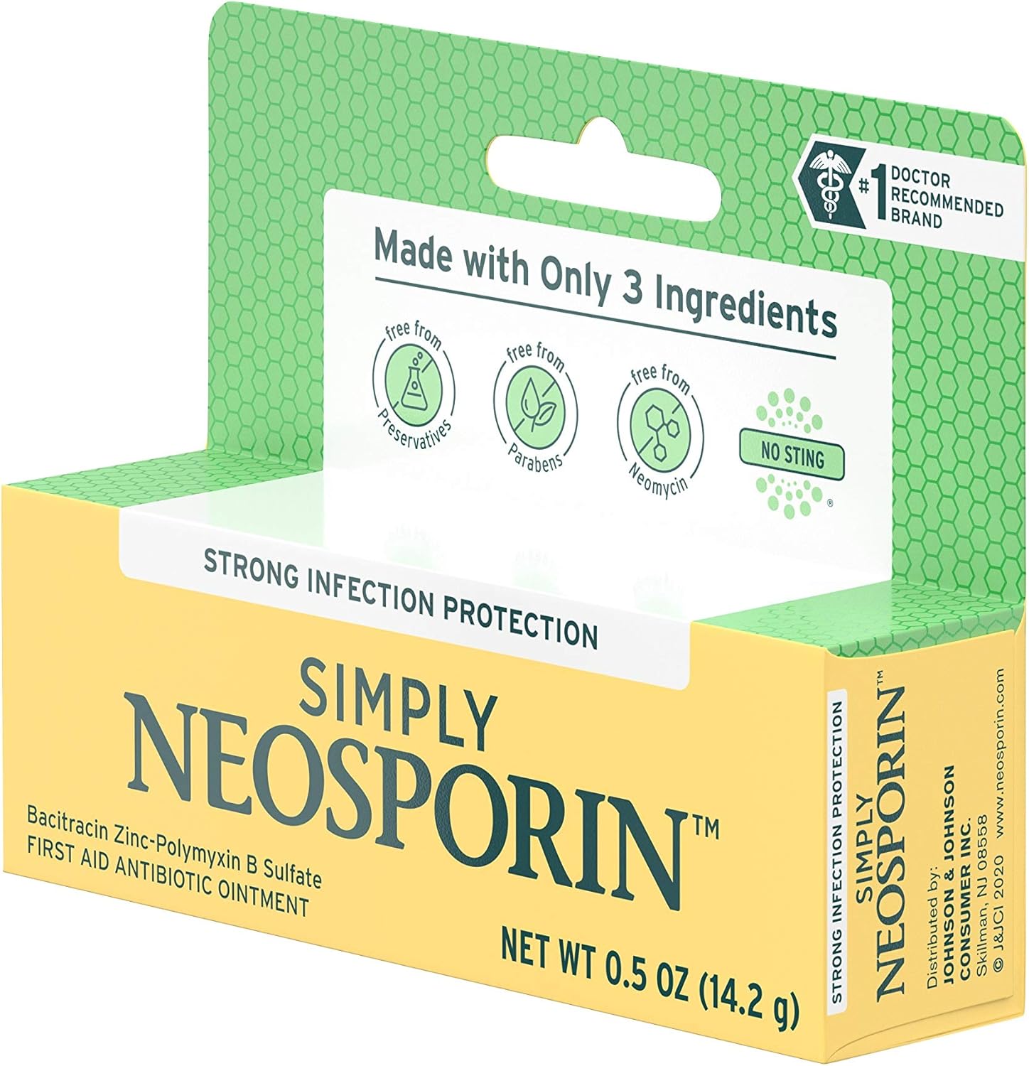 Simply Neosporin Formula 3-Ingredient First Aid Antibiotic Ointment and Wound Care Treatment with Bacitracin Zinc and Polymyxin B Sulfate, Preservative-, Paraben- and Neomycin-Free, 0.5 oz: Health & Personal Care