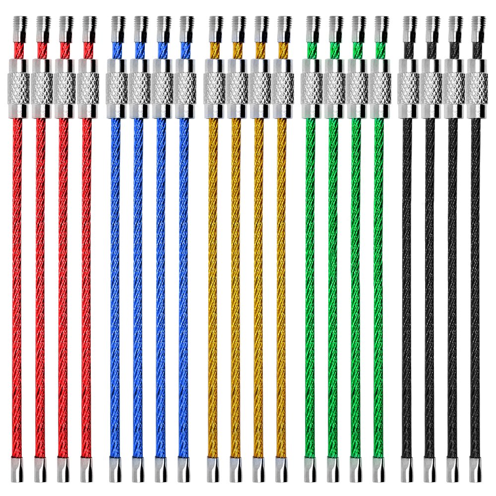 20pcs Wire Keychains, SENHAI Key Ring 2mm Cable Loops Stainless Steel Gear for Hanging Luggage Tag, Keyrings and ID Tag Keepers