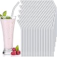 Ziliny 200 Pcs Curved Glass Straws Bulk Reusable Glass Smoothie Straws Clear Drinking Travel Bent Glass Straws for Bottles Milkshakes Juice Hot Cold Drink (Transparent,8" x 8 mm)