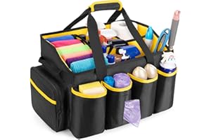 PGmoon Large Cleaning Caddy Bag with Handle, Cleaning Supplies Totes for Cleaners Housekeepers, Cleaning Tool Organizer with 