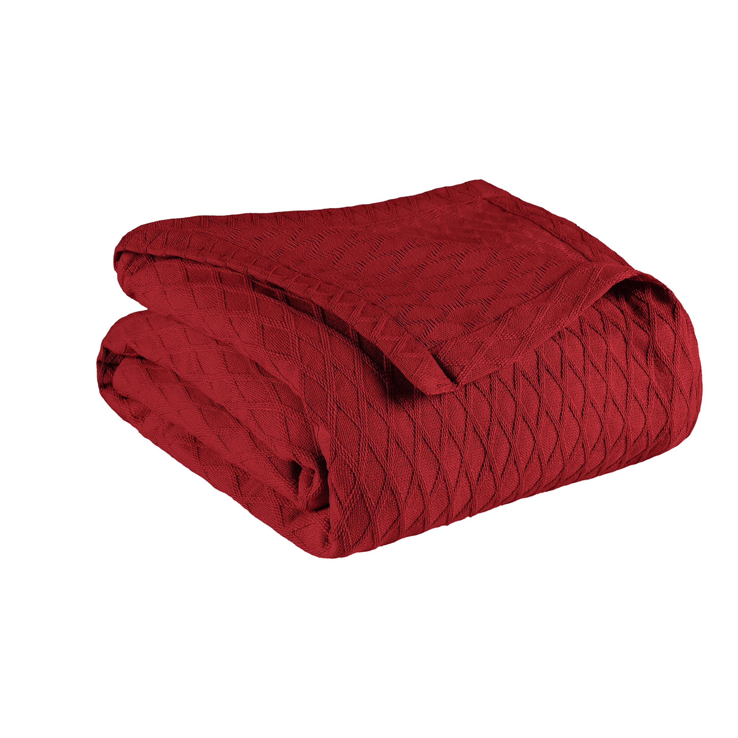 Superior Diamond Weave All-Season Cotton Blanket, Cover for Home, Couch, Bed, Soft, Warm Blankets, Boho Aesthetic, Comfy, Cozy, and Cute Covers, Decorative Bedding Essentials, Full/Queen, Burgundy — image 1