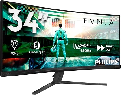 Philips Evnia 34in Curved WQHD 180Hz 0.5ms HDR10 FreeSync Premium