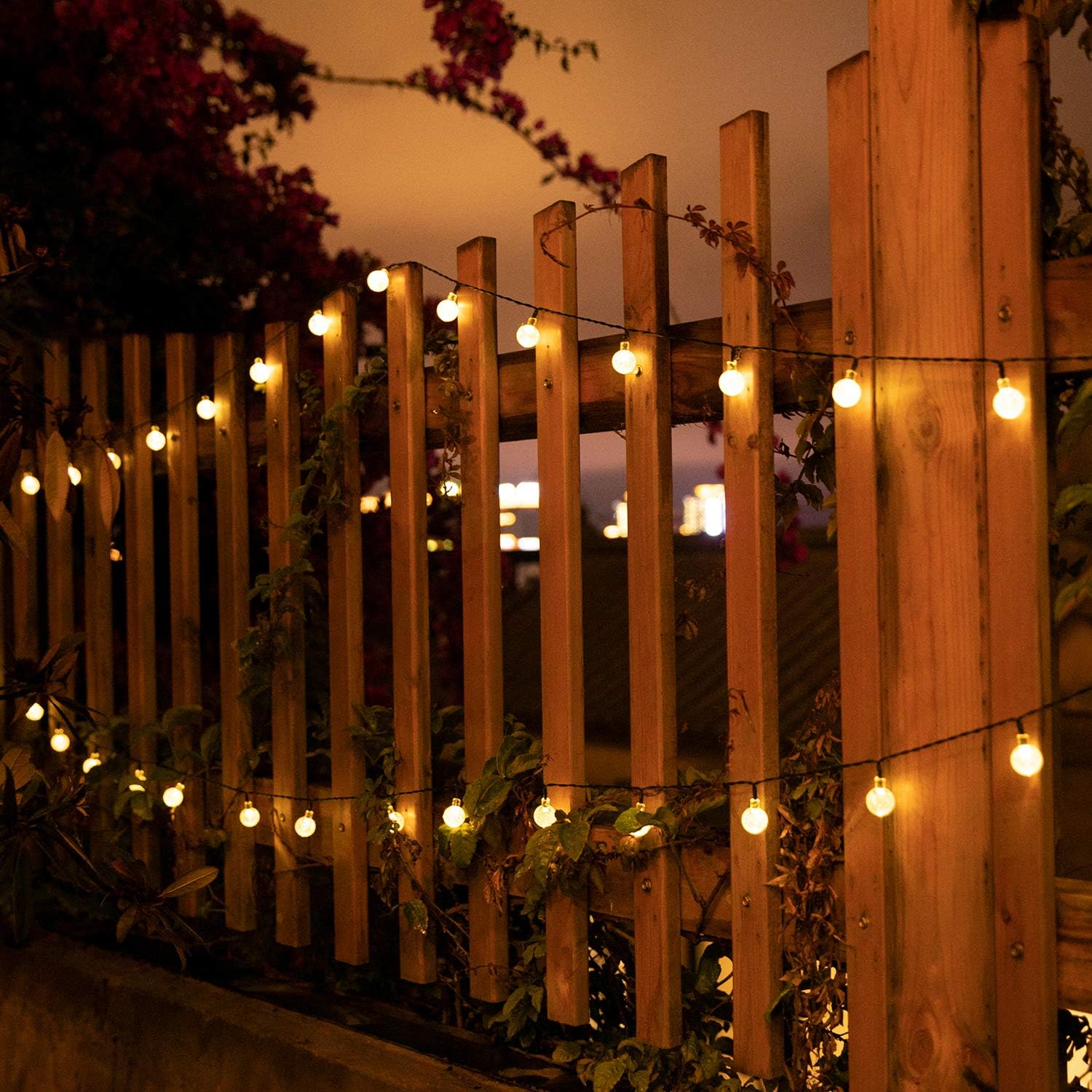 Solar String Lights Outdoor 60 Led 35.6 FT Crystal Globe Lights with 8 Lighting Modes, Waterproof Solar Powered Patio Lights for Garden Yard Porch Wedding Party Decor (Warm White) - - 