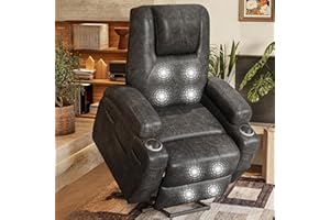 Flamaker Power Lift Recliner Chair Electric Lift Recliner for Elderly Power Lift Recliner Chair with Cup Holders Side Pockets for Living Room (Leathaire, Light Black)