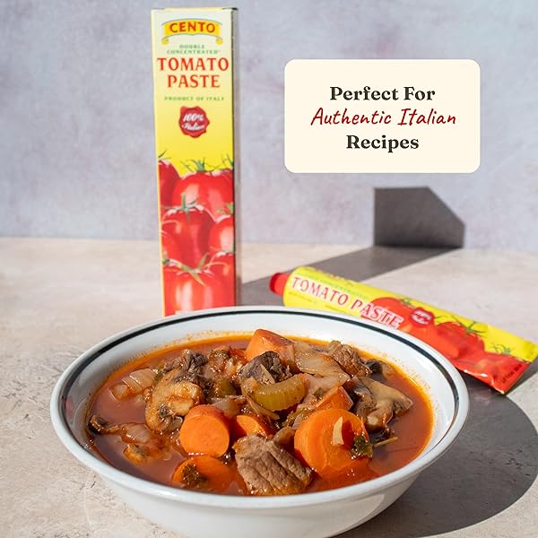 CENTO TOMATO PASTE, 4.56 OZ TUBE, DOUBLE CONCENTRATED, THICK PASTE FROM RED, RIPE TOMATOES, GROWN AND PROCESSED IN ITALY