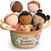 Snuggle Stuffs Basket of Buddies Multicultural Plush Dolls | Diversity &amp; Inclusion Toys for Toddlers | Soft 8 Inch Ethnic Friends for Preschool Classroom, Daycare or Home | Set of 5