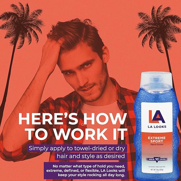 LA LOOKS STYLING HAIR GEL – EXTREME SPORT – 20 OZ – HOLD FOR HIGH PERFORMANCE ACTIVITY
