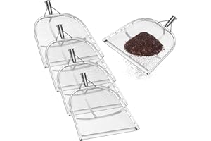 ShinyRelief 4 Pcs Leaking Soil Shovel Mesh Stainless Steel Agricultural Gardening Filter Screen Sieve Soil Shovel Thickened Sifting Shovel for Garden Hand Tool (4 6 8 12 mm)
