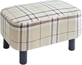 YMYNY 42cm Footstool Rectangle Ottoman with Wooden Legs Linen Fabric