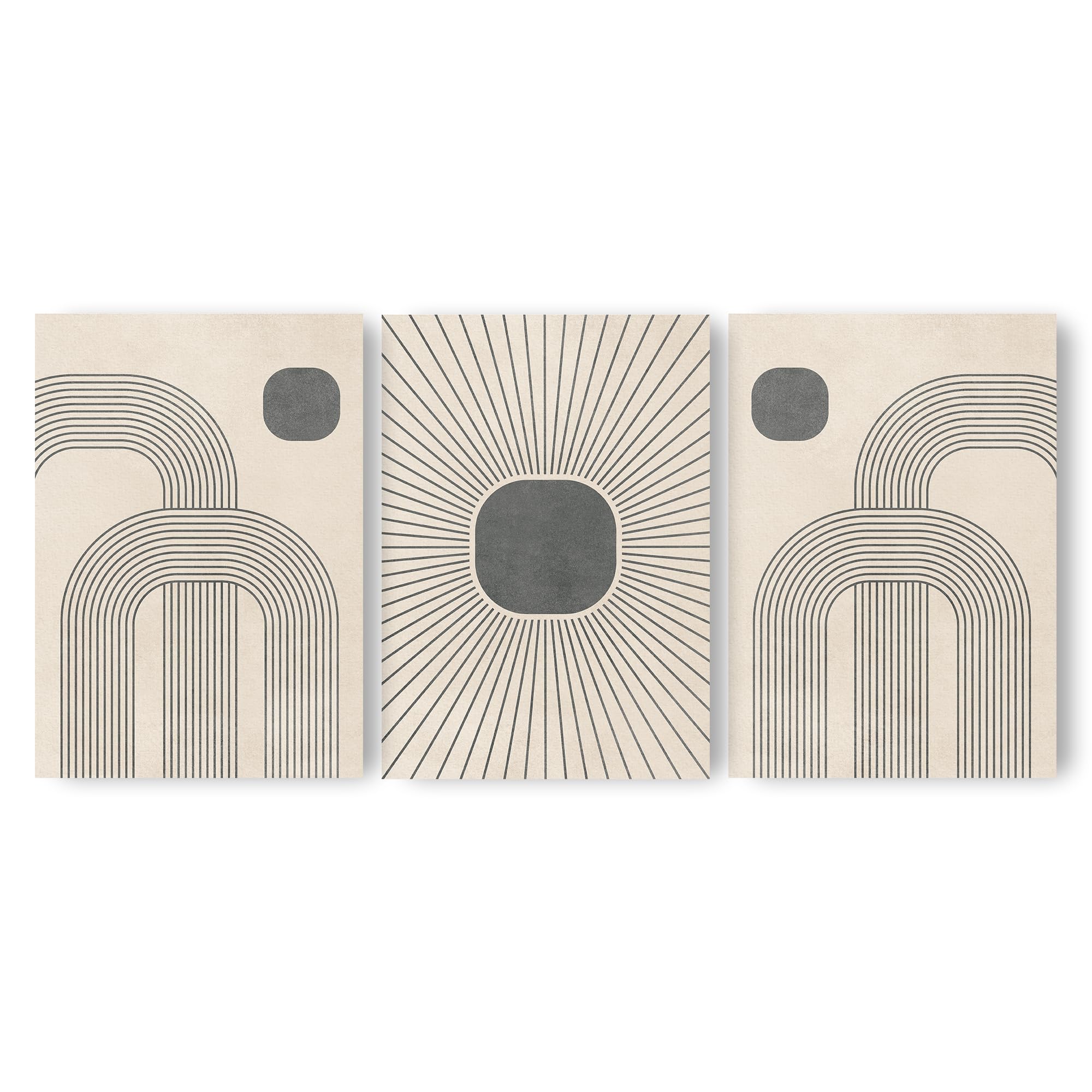 Adam and Alice – Premium Unframed Boho Wall Art Print – Textured Minimalist Modern Boho Line Art - Home Decor for Living Room Stairs Bedroom Office Neutral/Grey - A3 – Set of 3